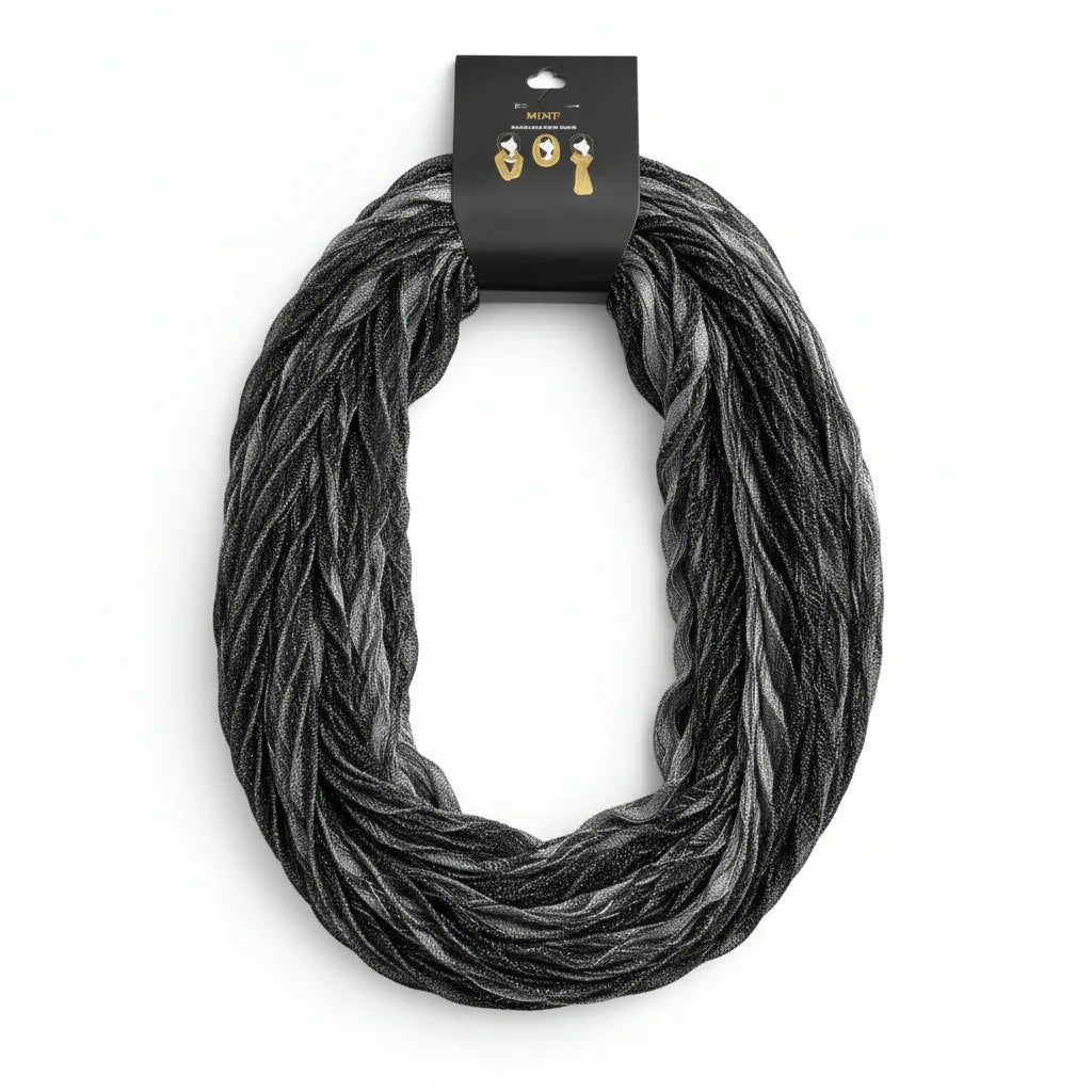 Infinity Scarf Mixit Essentials One Size Black Grey Polyester - Gomix Brands Outlet